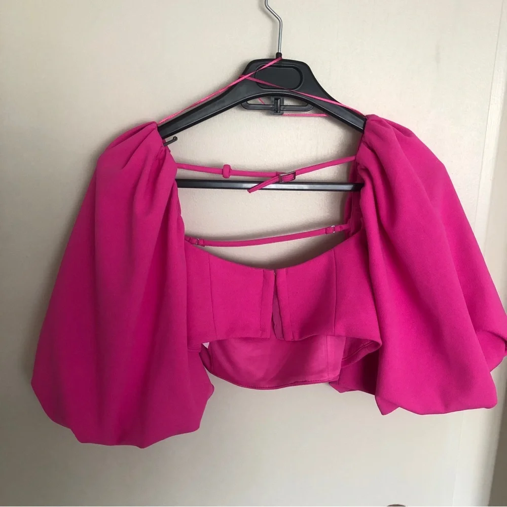 Zara Fuchsia top with ballon sleeves - Size S - Picture 5 of 9